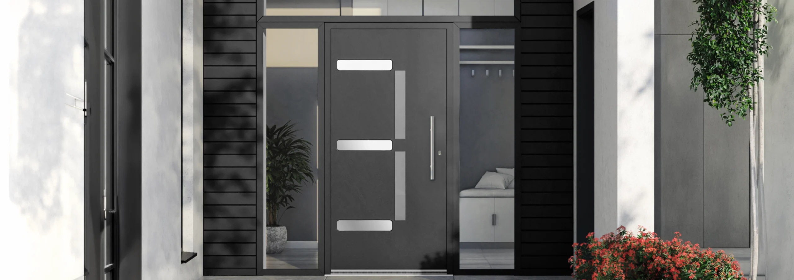 Novaventana Puertas Entrada Acabado Negro